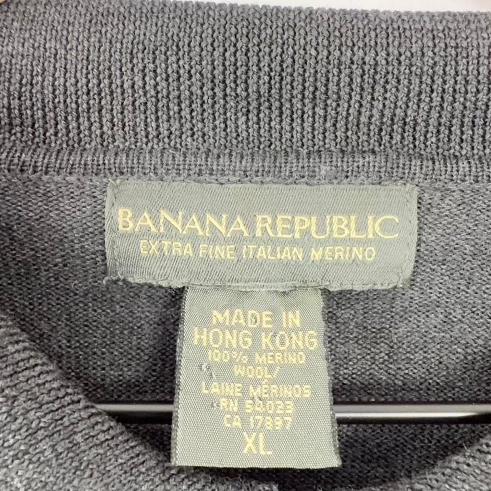 Banana Republic Extra Fine Italian Merino Wool Polo Sweater Gray‎ Mens XL - Picture 4 of 5